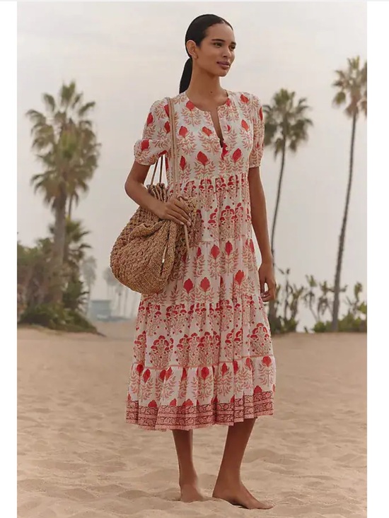 Ro's Garden Dresses & Skirts - NWT Ro's Garden Daphne Short-Sleeve‎ Midi Dress Sz XS Raha Pink